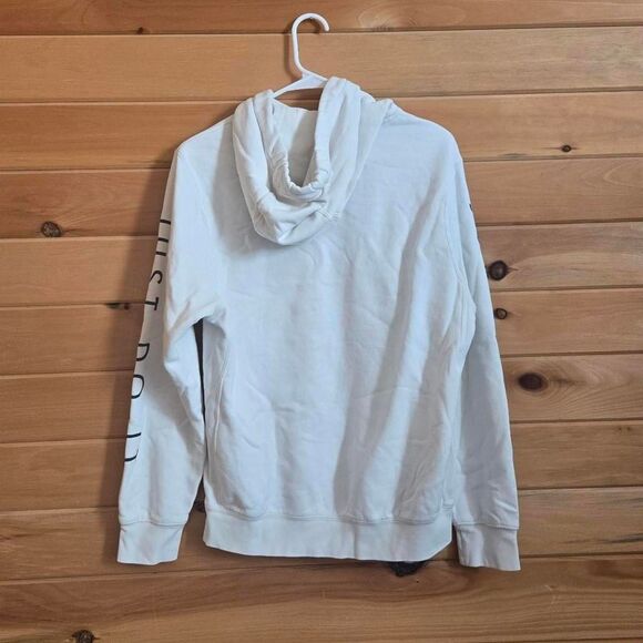 Men's Unisex Nike White Printed Fleece Lined Pullover Hoodie Small - Picture 4 of 5